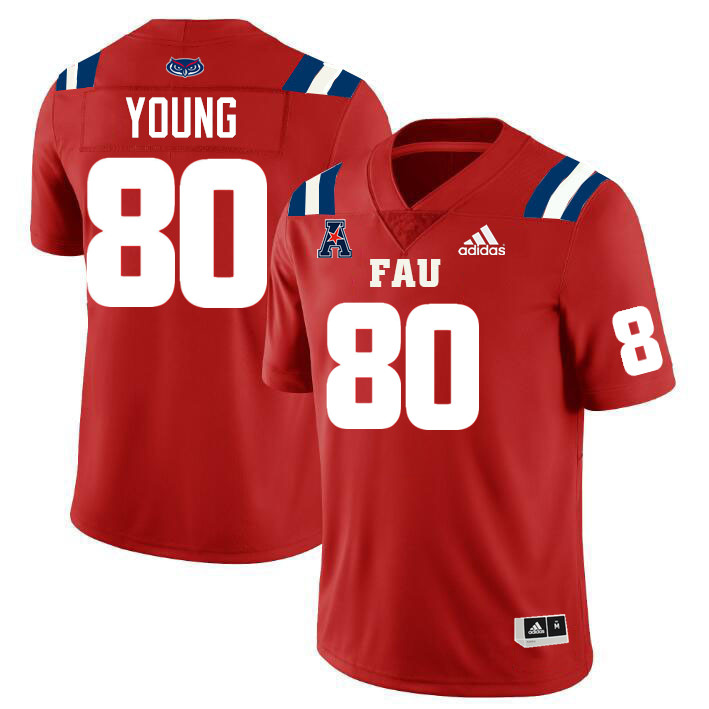 Florida Atlantic Owls #80 Joseph Young College Football Jerseys Stitched-Red